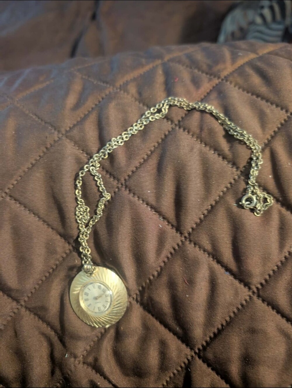 Vintage-Inspired Gold Pendant Necklace with Watch Dial
